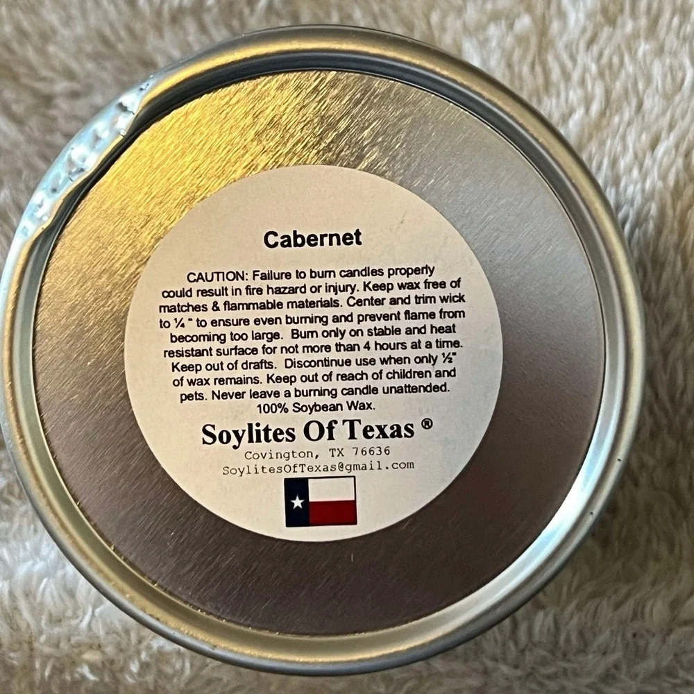 Becker Vineyards Texas Hill Co 100% Soy Tin Candles Set/3 NEW 25 Hours TEXAS HTF